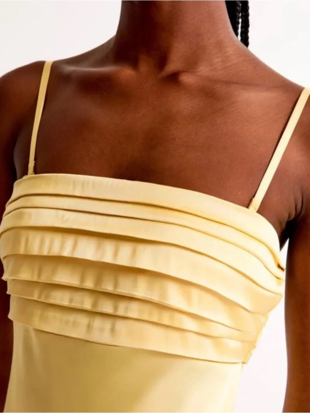 NWT Abercrombie & Fitch Emerson Strapless Sunny Yellow Satin Maxi Slip Dress